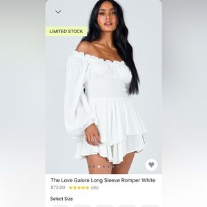 Princess Polly Love Galore romper in white
